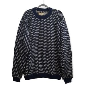 Vintage L.L.Bean Birdseye Navy Wool Blend Heavy Sweater Made in Norway Mens XXL